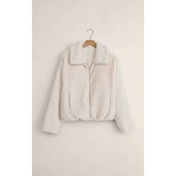 NEW Z SUPPLY amethyst faux fur jacket in crystal - Picture 6 of 7